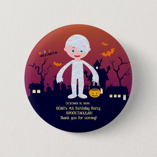 Halloween Costume Boy Geburtstagsparty Button (Vorderseite)