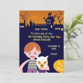 Halloween Costume Boy Geburtstagsparty Dankeskarte (Stehend Vorderseite)