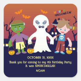 Halloween Costume Boy Geburtstagsparty Quadratischer Aufkleber