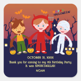 Halloween Costume Boy Geburtstagsparty Quadratischer Aufkleber