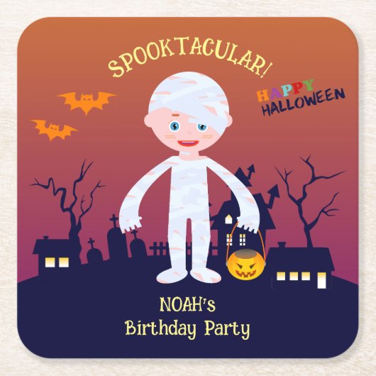 Halloween Costume Boy Geburtstagsparty Rechteckiger Pappuntersetzer (Vorderseite)