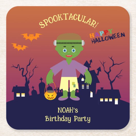 Halloween Costume Boy Geburtstagsparty Rechteckiger Pappuntersetzer (Vorderseite)