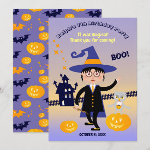 Halloween Costume Boy Wizard Geburtstagsparty Dankeskarte