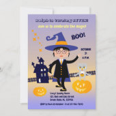 Halloween Costume Boy Wizard Geburtstagsparty Einladung (Vorderseite)