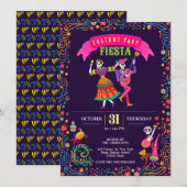 Halloween Costume Farbiges Party De los Muertos Einladung (Vorne/Hinten)