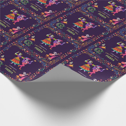 Halloween Costume Farbiges Party De los Muertos Geschenkpapier (Ecke)