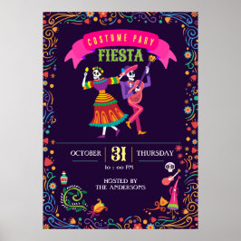 Halloween Costume Farbiges Party De los Muertos Poster
