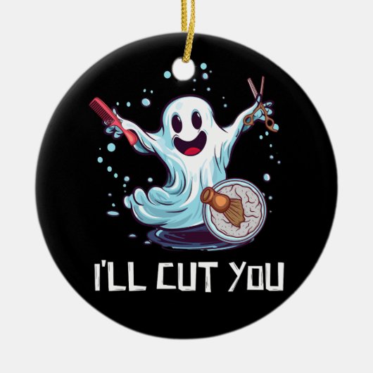 Halloween Costume Friseur Ghost Hairstylist I' Keramik Ornament (Vorne)