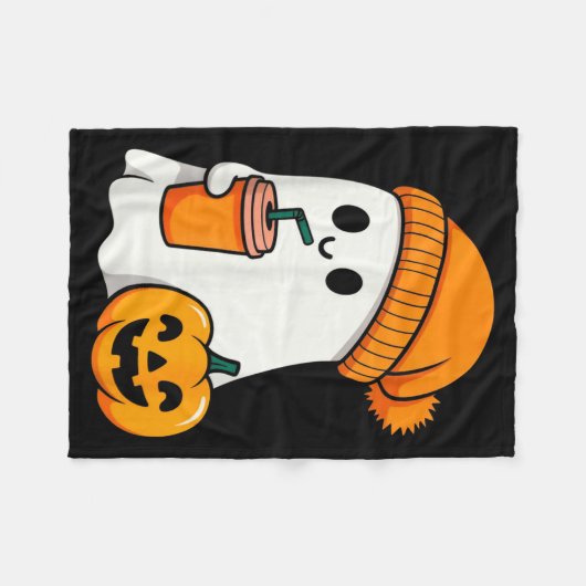 Halloween Costume Ghost Drinking Pumpkin Men Women Fleecedecke (Vorderseite (Horizontal))