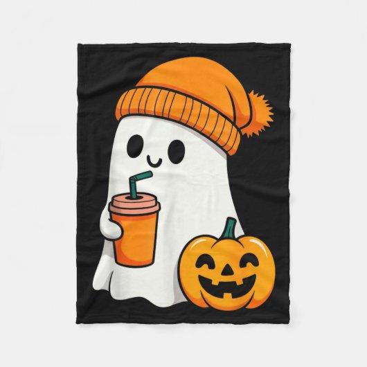Halloween Costume Ghost Drinking Pumpkin Men Women Fleecedecke (Vorderseite)