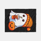 Halloween Costume Ghost Drinking Pumpkin Men Women Fleecedecke (Vorderseite (Horizontal))