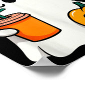 Halloween Costume Ghost Drinking Pumpkin Men Women Poster (Ecke)