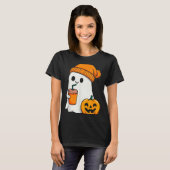 Halloween Costume Ghost Drinking Pumpkin Men Women T-Shirt (Vorne ganz)