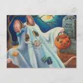 Halloween Costume Ghost Mouse Wasserfarbe Kunst Postkarte (Vorderseite)
