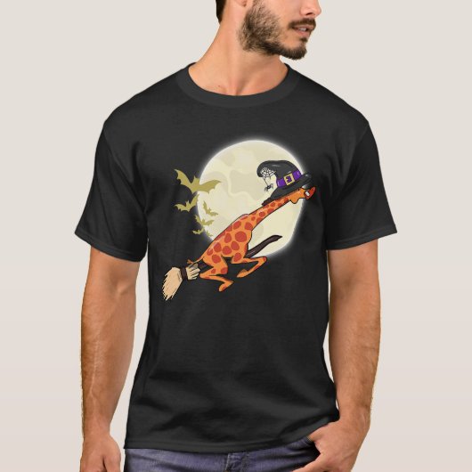 Halloween Costume Giraffe Ride Witch Shotgun T-Shirt (Vorderseite)
