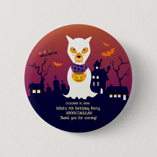 Halloween Costume Girl Geburtstagsparty Button (Vorderseite)