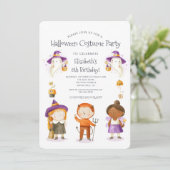 Halloween Costume Kids Birthday Party Einladung (Stehend Vorderseite)