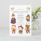 Halloween Costume Kindergeburtstag Party Einladung (Stehend Vorderseite)