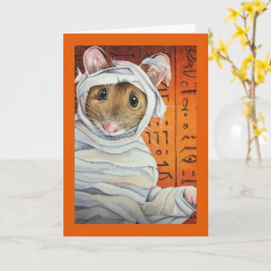 Halloween Costume Mummy Mouse Wasserfarbe Kunst Karte (Gelbe Blume)