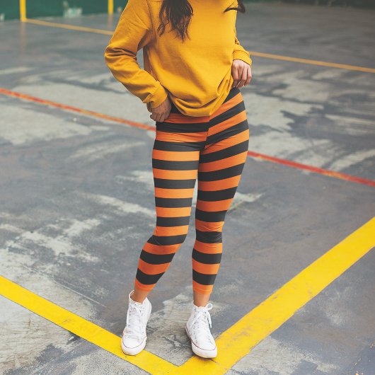 Halloween Costume Orange und White Stripes Muster Leggings