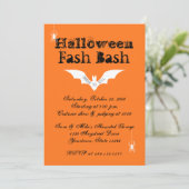 Halloween Costume Party Bats Spiders Orange Black Einladung (Stehend Vorderseite)