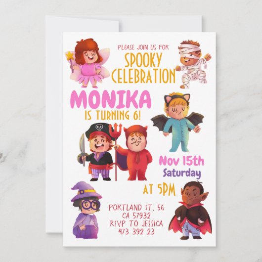 Halloween Costume party Birthday Invitation Einladung (Vorderseite)