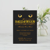Halloween Costume Party Black Cat Yellow Einladung (Stehend Vorderseite)