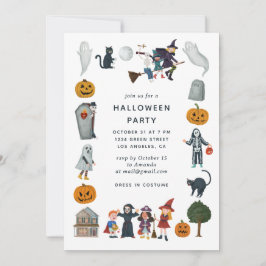Halloween Costume Party | Cartoon Kinder Spooky Ni Einladung