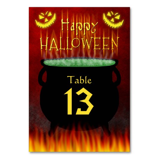 Halloween Costume Party Cauldron Fire Tischnummer (Vorderseite)
