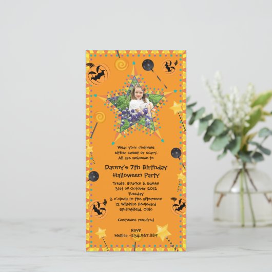 Halloween Costume Party Einladung (Stehend Vorderseite)