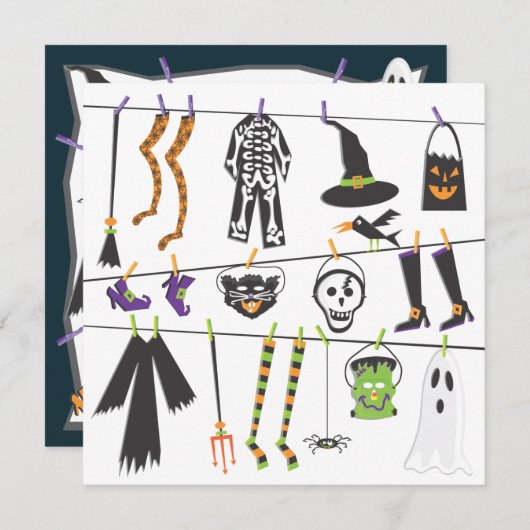 Halloween Costume Party Einladung (Vorne/Hinten)