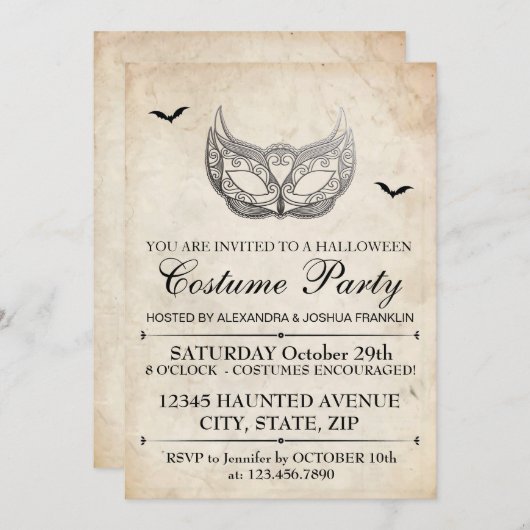 Halloween Costume Party Einladung (Vorne/Hinten)
