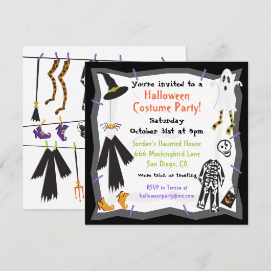 Halloween Costume Party Einladung (Vorne/Hinten)