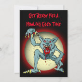 Halloween Costume Party Einladung mit Werewolf (Vorderseite)