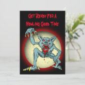 Halloween Costume Party Einladung mit Werewolf (Stehend Vorderseite)