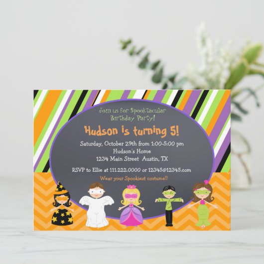 Halloween Costume Party Einladungen (Stehend Vorderseite)