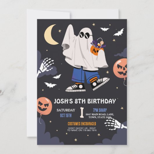 Halloween Costume Party Ghosts Boys Teens Einladung (Vorderseite)