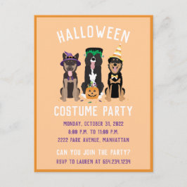 Halloween Costume Party Hunde Einladungspostkarte