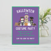 Halloween Costume Party Hunde Schwarze Katze Einladung (Stehend Vorderseite)