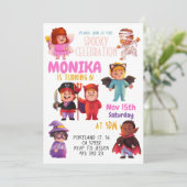 Halloween Costume Party Kindergeburtstag Einladung (Stehend Vorderseite)