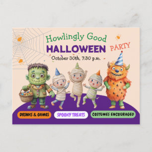 Halloween Costume Party Monsters lustiger Tanz Postkarte