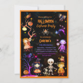 Halloween Costume Party Orange Lila Kids Einladung (Vorderseite)