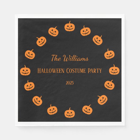 Halloween Costume Party Orange Pumpkins Paper Serviette (Vorderseite)