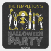 Halloween Costume Party Quadratischer Aufkleber (Vorderseite)