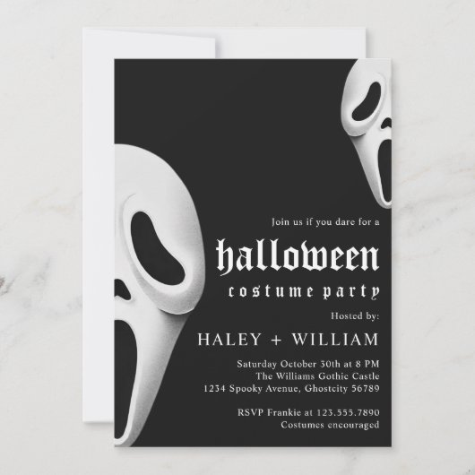 Halloween Costume Party Spooky Creepy Ghost Themed Einladung (Vorderseite)