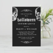 Halloween Costume Party Spooky Gothic Skull Thema Einladung (Stehend Vorderseite)
