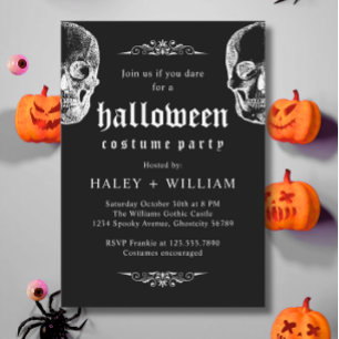 Halloween Costume Party Spooky Gothic Skull Thema Einladung