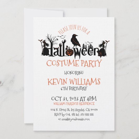 Halloween Costume Party SpookyHalloween Typografie Einladung (Vorderseite)