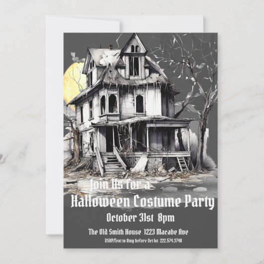 Halloween Costume Party, Spuk Haus Einladung (Vorderseite)