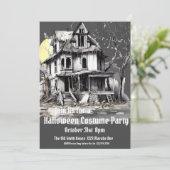 Halloween Costume Party, Spuk Haus Einladung (Stehend Vorderseite)